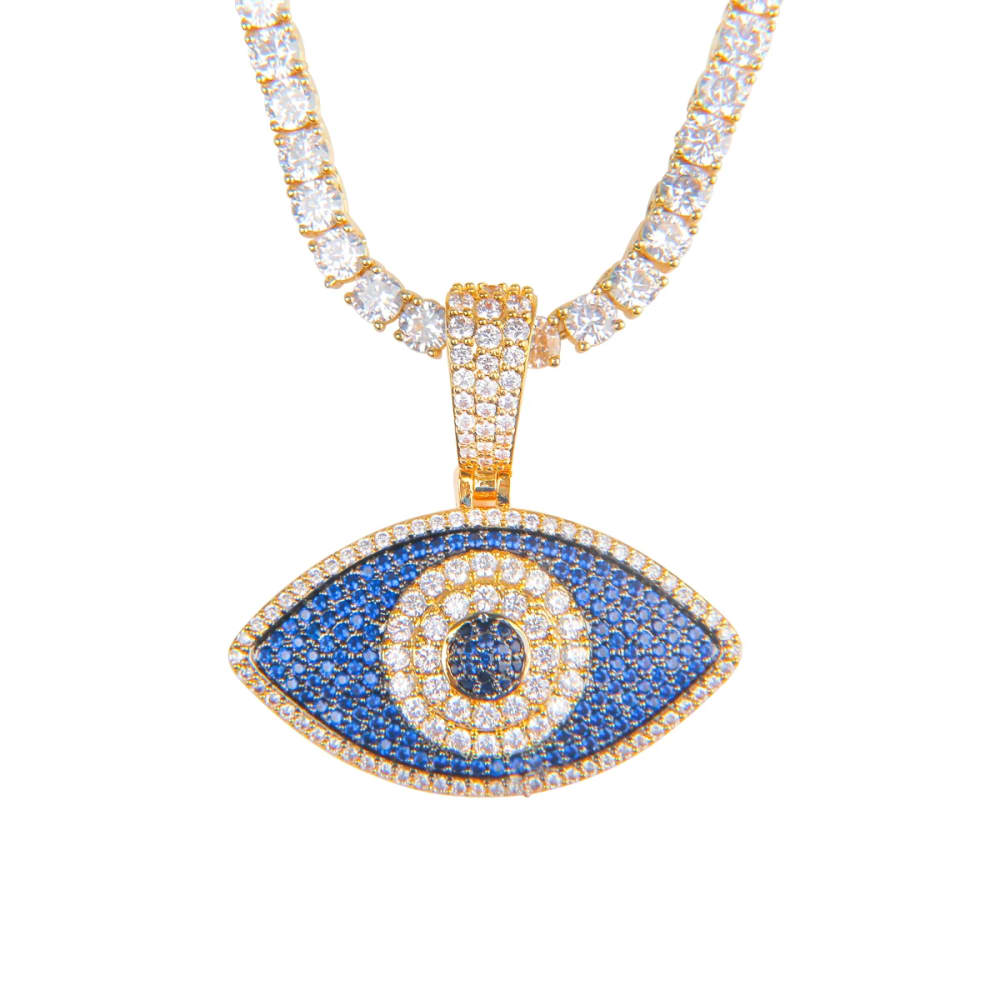 Blue Eye Pendant With Tennis Chain